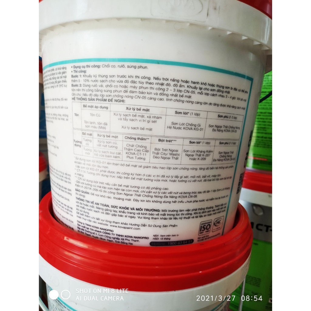 Sơn CN-05 Kova Chống nóng mái tôn giảm nóng từ  8-25 độ 5kg