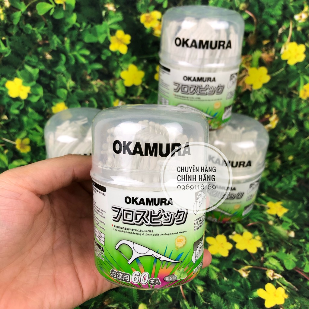 Chính Hãng Okamura - Tăm Chỉ Kẽ Răng Okamura hộp 60 cây - Hộp tăm chỉ kẽ AH-OK ( 60 cây ) chăm sóc răng miệng