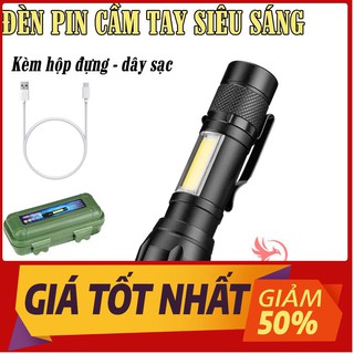 [Hàng loại A] Đèn pin siêu sáng mini bin sạc điện usb bóng led xpe cob có zoom chống nước cầm tay chuyên dụng .