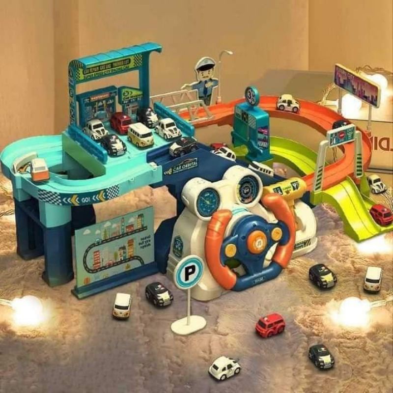 Bộ đồ chơi cho bé điều khiển ô tô có vô lăng kèm gara