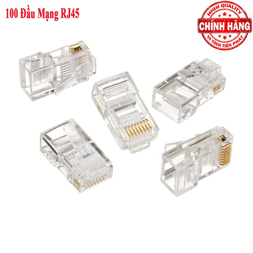 Hộp 100 hạt đầu bấm dây cáp mạng RJ45 nhựa - TPRJ45 LAN/Internet