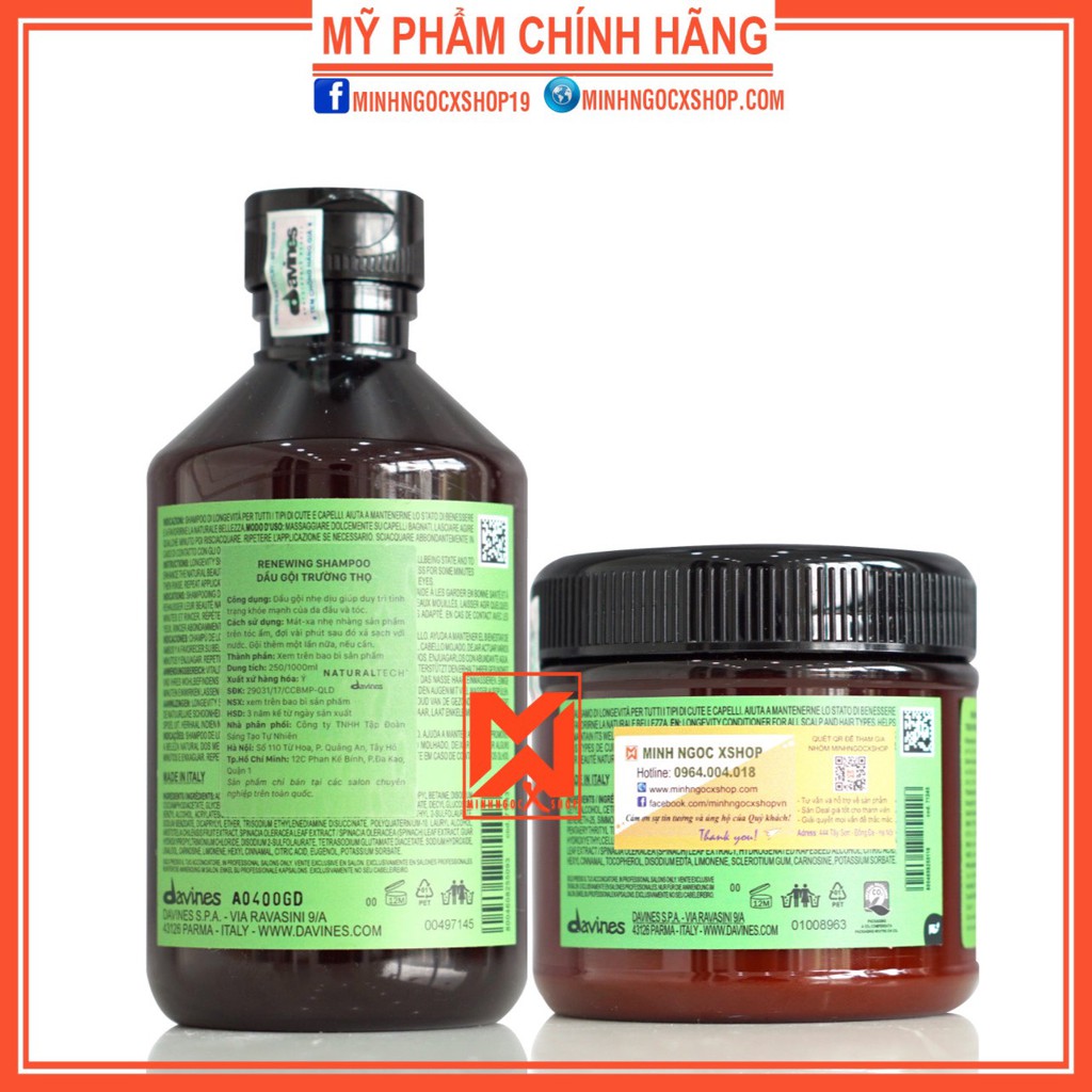 Dầu gội xả trường thọ DAVINES RENEWING 250ml chính hãng