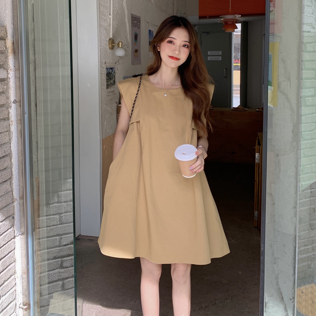 Đầm Chữ A Không Tay Màu Sắc Đơn Giản Phong Cách Hàn Quốc | BigBuy360 - bigbuy360.vn