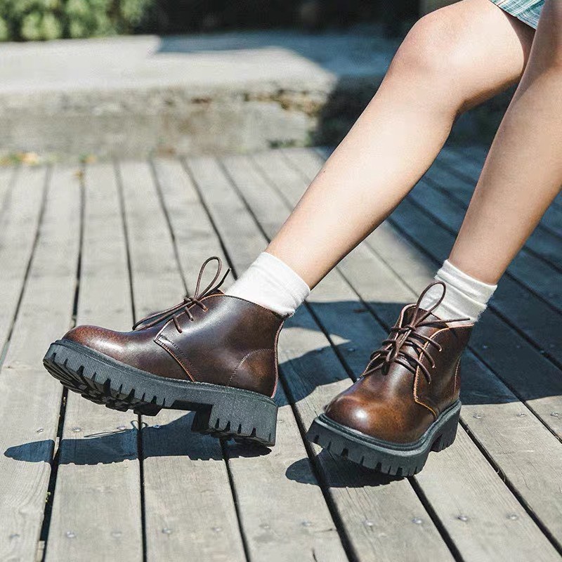 Original boots đế 5cm  - Boots da bò nữ phong cách vintage, retro