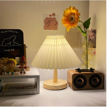 Đèn Ngủ Để Bàn Thân Gỗ Decor Phong Cách Hàn Quốc Vintage SUN.Z