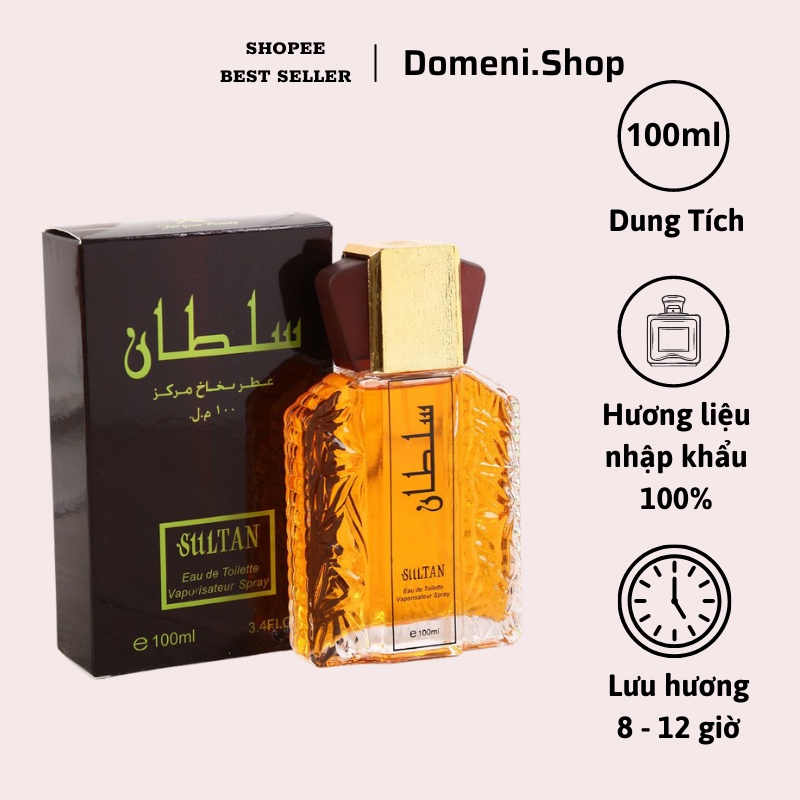 Nước Hoa Nam, Nước hoa Dubai SULTAN 100ml Sang Trọng, Cá Tính Thơm Lâu 12h Dầu Thơm nam Chính Hãng Cực Thơm