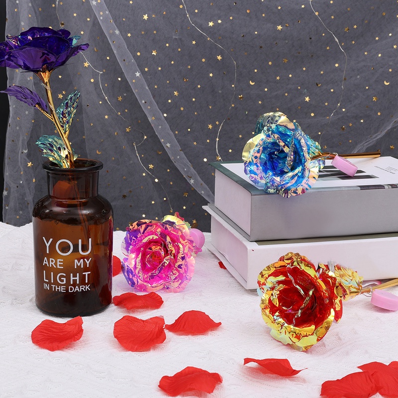 Bó Hoa Hồng Nhân Tạo Nhiều Màu Sắc Có Đèn LED Phát Sáng Độc Đáo Trang Trí Nhà Cửa/ Tiệc Cưới