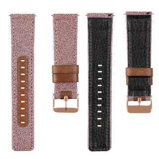 Canvas Nylon Band Strap Genuine Leather for Fitbit Versa Lite