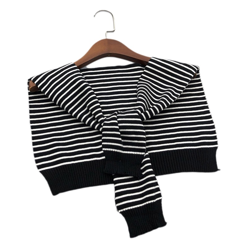 Khăn Choàng Cardigan Sợi Acrylic Dày Mềm Mại Giữ Ấm Mùa Đông In Họa Tiết Kẻ Sọc Dễ Thương Cho Nữ Fr
