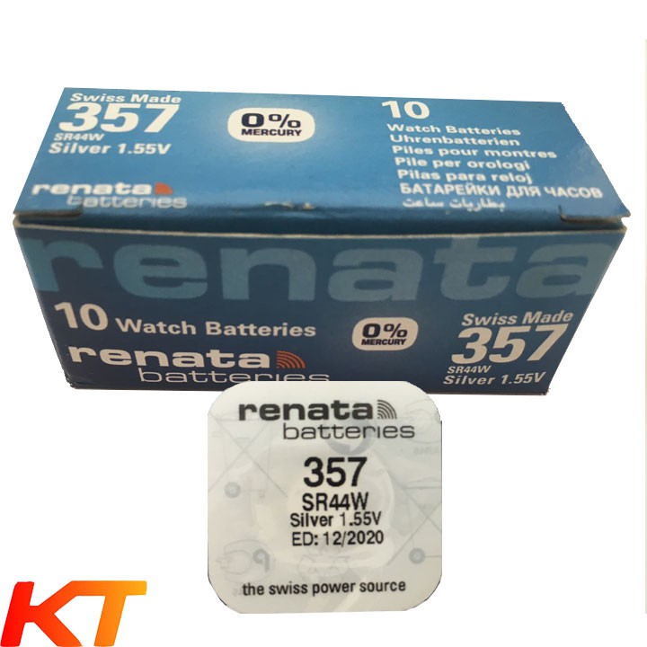 Pin SR44SW Pin 357 1.55v Silver Oxide Renata SR44SW/303 _Made in Swiss _ Vỉ 1viên