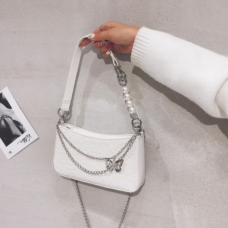 Túi xách nữ túi kẹp nách da kèm phụ kiện dây xích cánh bướm 1999store_official