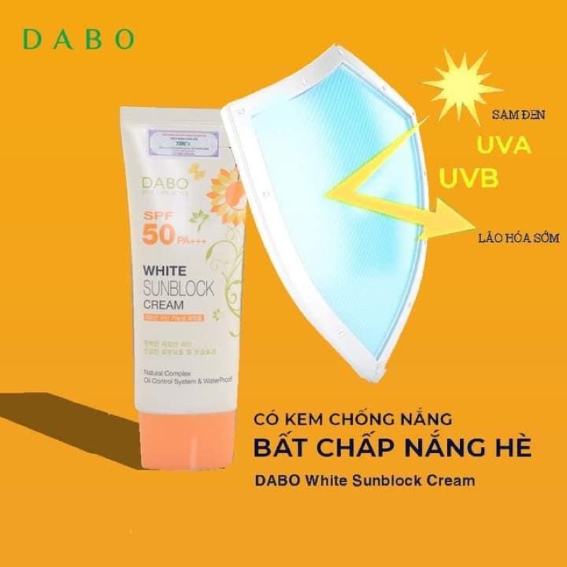 [10.10 SIÊU SALE]KEM CHỐNG NẮNG DABO WHITE SUNBLOCK CREAM SPF50 PA+++ 70ML