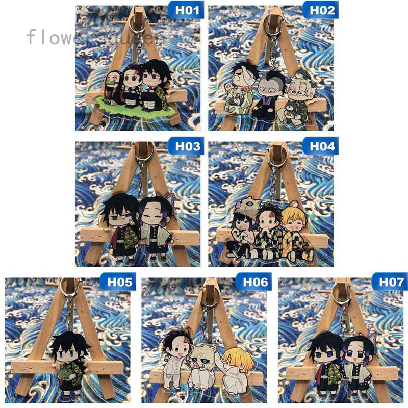 flowersqueen Móc Khóa Cặp Đôi Hóa Trang Nhân Vật Anime