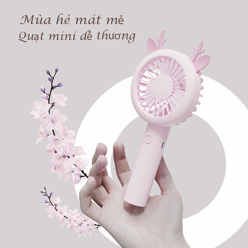 Quạt mini tích điện cầm tay để bàn cute giá rẻ văn phòng sạc USB haochi