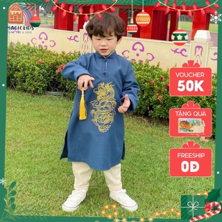Áo dài phối ngọc bội cho bé trai - AO21012 MAGICKIDS