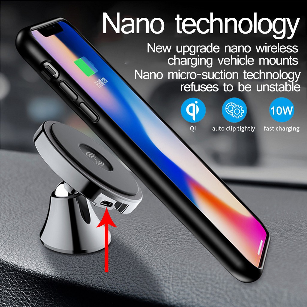 Đế giữ điện thoại nam châm cho iphone 12 2020 trong xe hơi với bộ sạc không dây thông minh 10W Qi