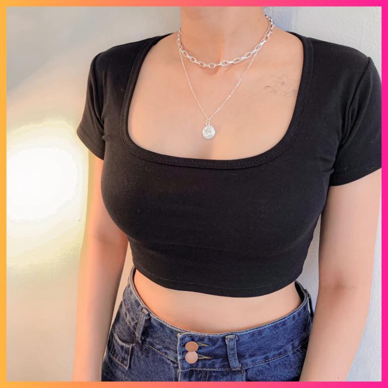 Áo Basic Croptop cổ U, Áo crotop thun body hack eo - MOONMY | BigBuy360 - bigbuy360.vn