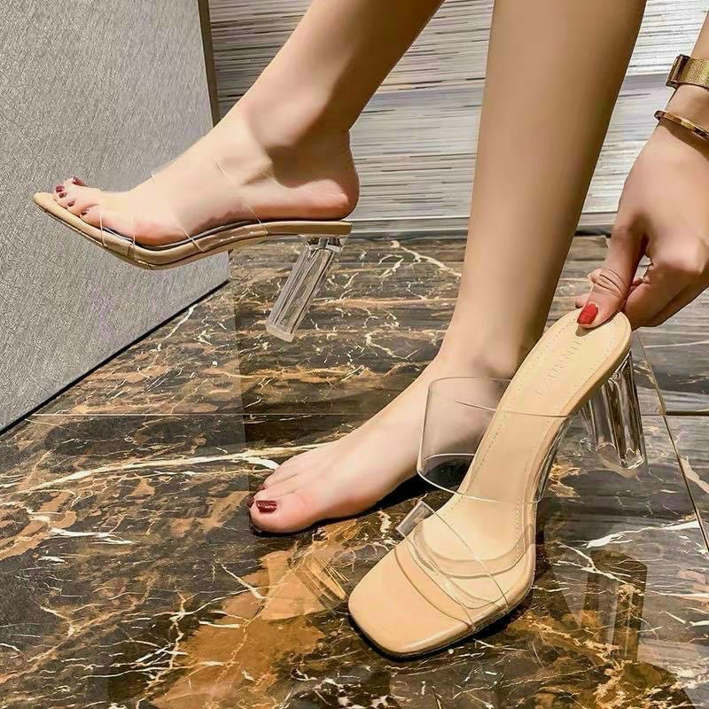 Guốc sandal quai trong gót cao 9cm mới nhất 2021 - z24