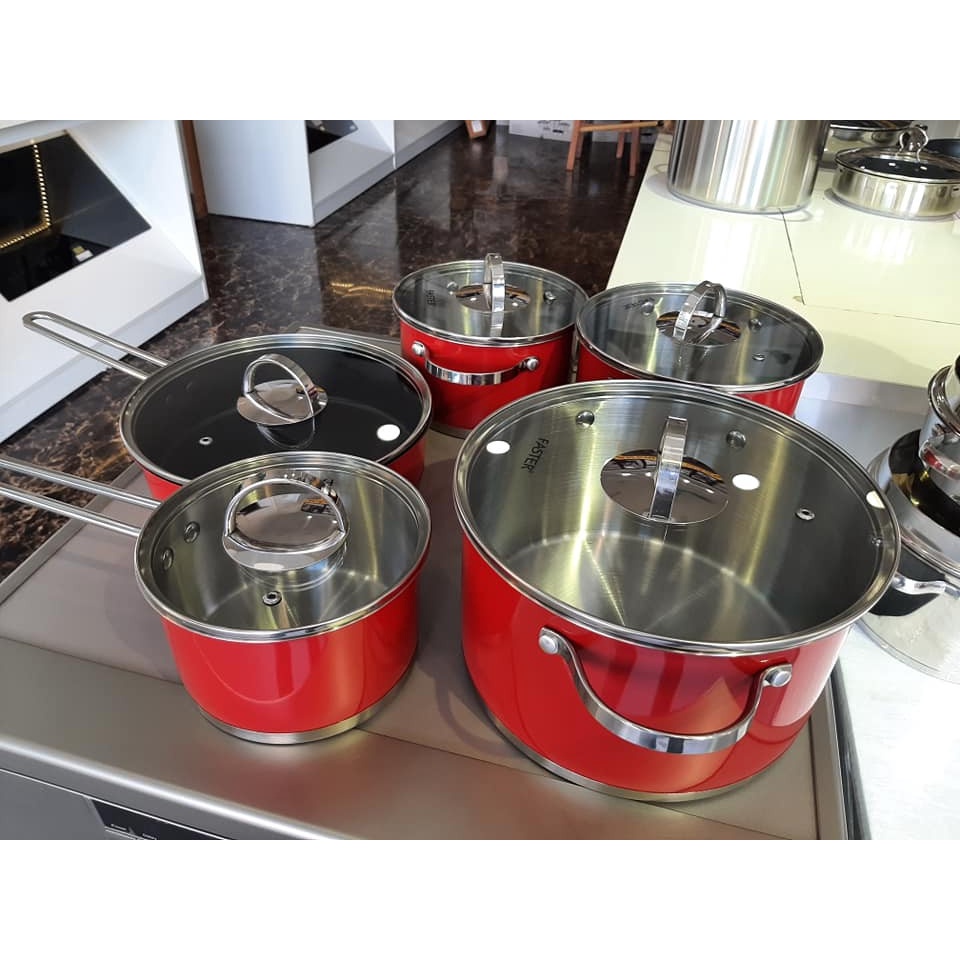 Bộ Nồi Chảo cao cấp Faster RUBY ✅ 5 món chuyên dụng cho bếp từ, inox 304