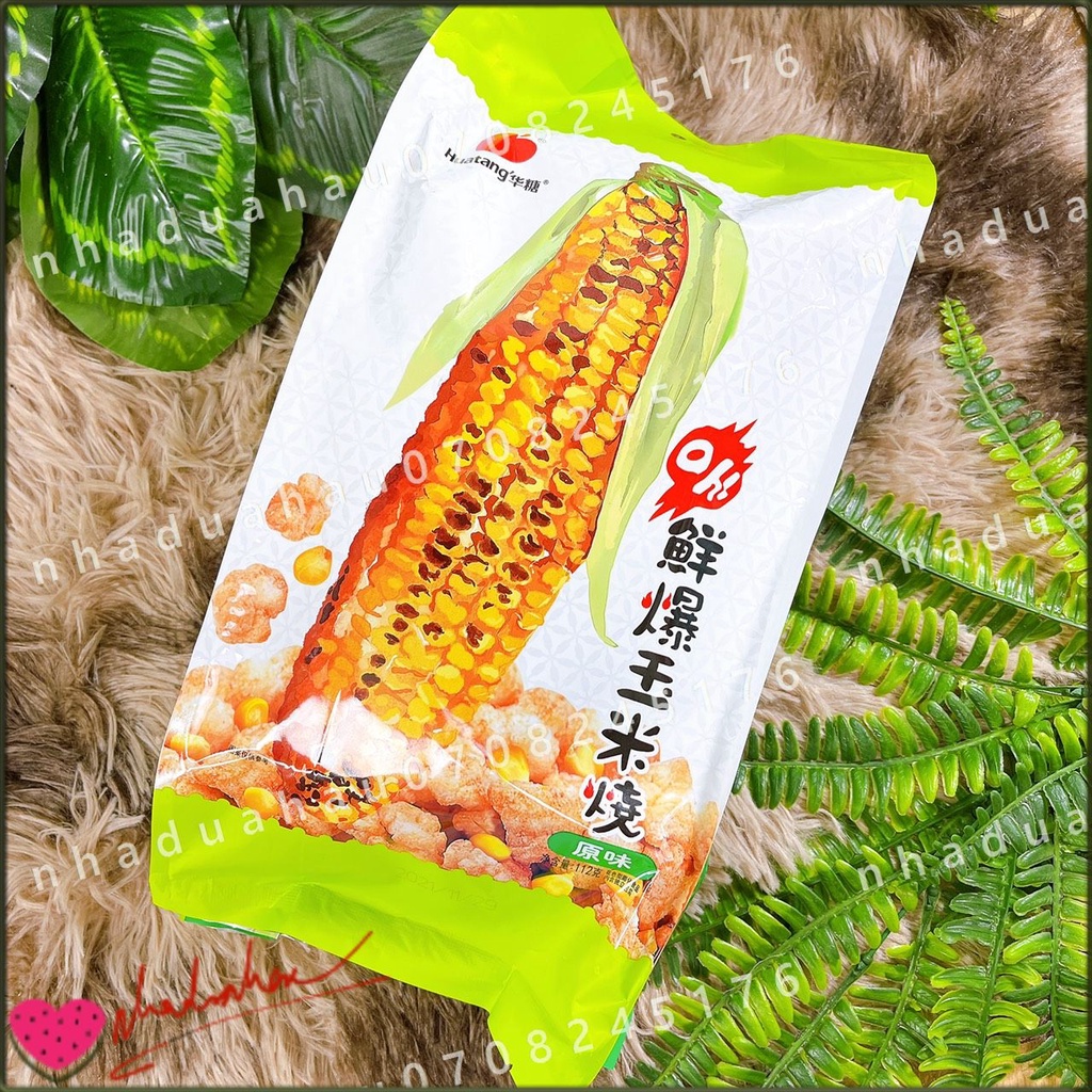 Một gói bánh snack bắp nướng đường muối xì dầu Huatang Hongkong gói lớn 112gam gồm 4 gói  nhỏ bên trong