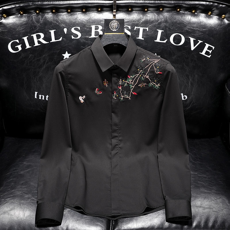 ❁Áo Sơ Mi Nam Dài Tay Thêu Họa Tiết Chất Lượng Cao Thời Trang Xuân Thu Size s 2022