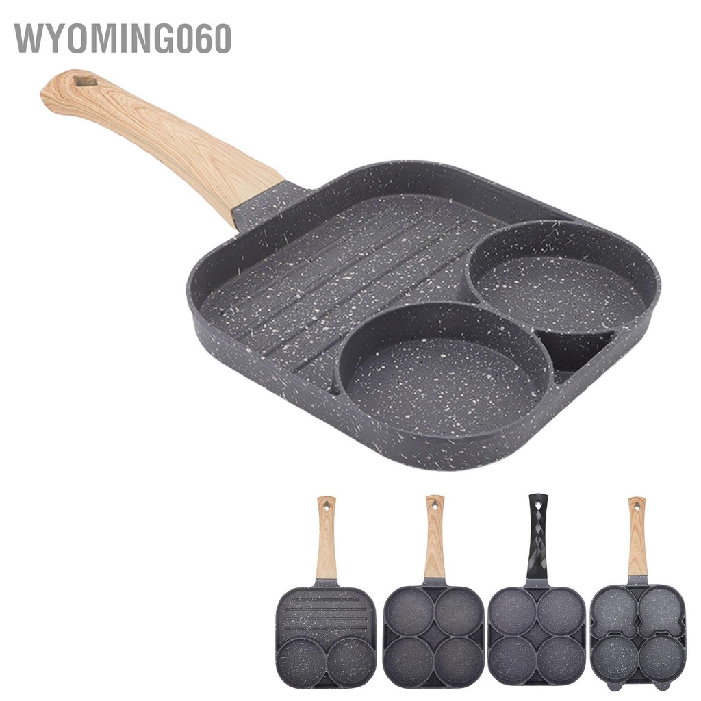 Wyoming060 Chảo chiên 4 lỗ chống dính chịu nhiệt trứng tráng cho bánh kếp Bánh mì kẹp thịt Phụ kiện nhà bếp