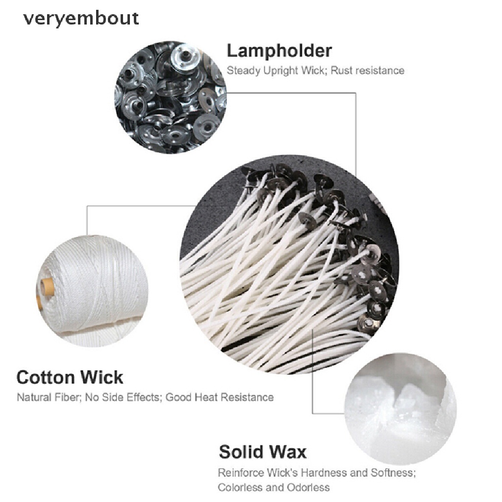 Set 100 Dây Bấc Đèn Cầy Chất Liệu Cotton Cao Cấp