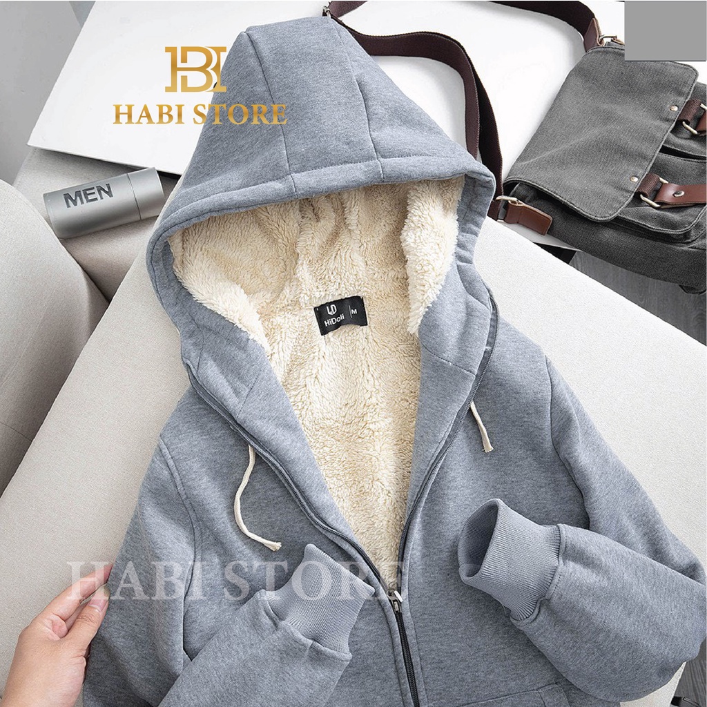 Áo khoác nỉ lót lông cừu, áo hoodie nam nữ unisex 5 màu,mặc đẹp thời trang chuẩn form dáng, thời trang HABI STORE