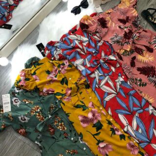 Váy Maxi Hoa Cổ Vuông ( Có Thể Mặc kiểu Trễ Vai)