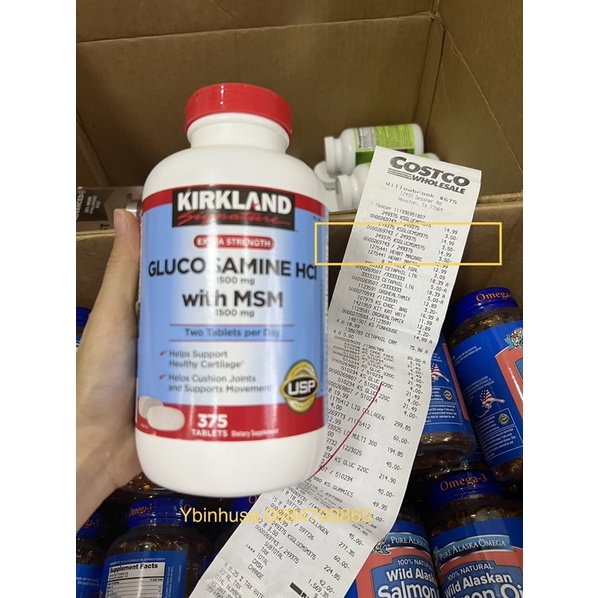 Viên uống hỗ trợ xương khớp Glucosamine Kirkland 1500mg 375 viên của Mỹ