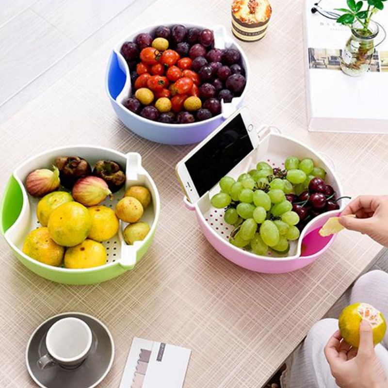 Giỏ trái cây sáng tạo có kệ đựng điện thoại,,,