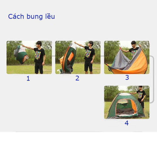 Lều Cắm Trại Tự Bung 2 Cửa , Lều Dã Ngoại Tự bung Gấp Gọn 2 -3 Người