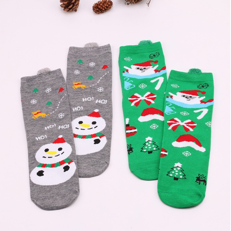 Vớ cotton dệt kim mềm co giãn họa tiết giáng sinh dễ thương cho nữ tùy chọn màu sắc