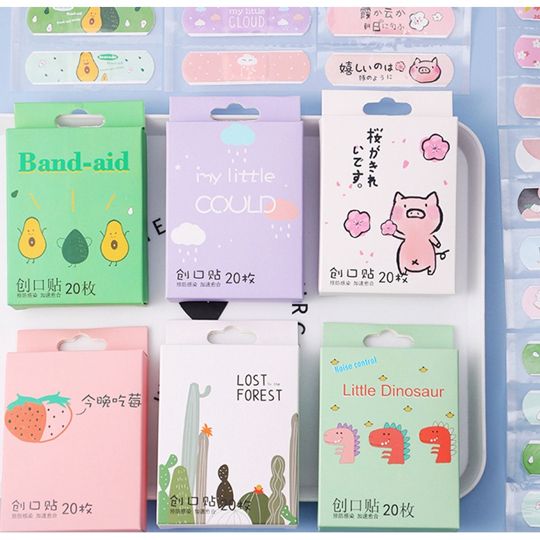 Set 20 băng gâu cá nhân che mụn bảo vệ vết thương chống nước kiểu hoạt hình siêu dễ thương giá rẻ