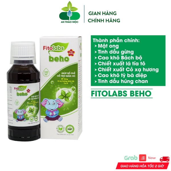 Siro Ho Thảo Dược Fitolabs Beho Giúp Bé Giảm Ho Long Đờm Rát Họng Bổ Phế Tăng Đề Kháng Đường Hô Hấp.Chai 100ml