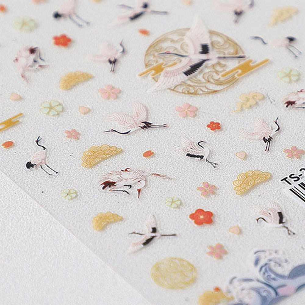 Miếng Dán Trang Trí Móng Tay Hình Hoa Và Chim Phong Cách Trung Hoa Cổ Điển