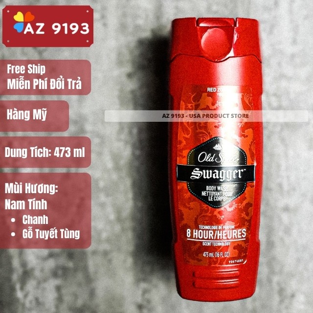 [Hàng Mỹ] Sữa Tắm Old Spice Body Wash Fiji, Swagger, Champion, BearGlove, Wolfthorn, Hawkride 473ml - AZ9193