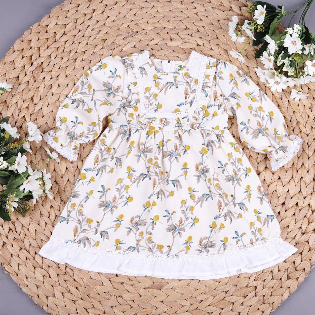 Váy nhung hoa viền trắng LITIBABY 6/10
