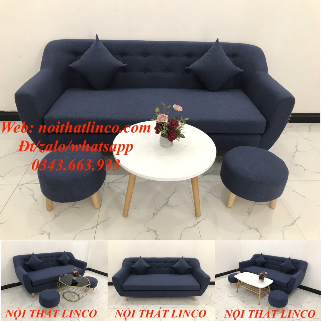 Bàn ghế sofa giá rẻ xanh đen xanh dương đậm xanh Navy vải bố tại tp.hcm sài gòn