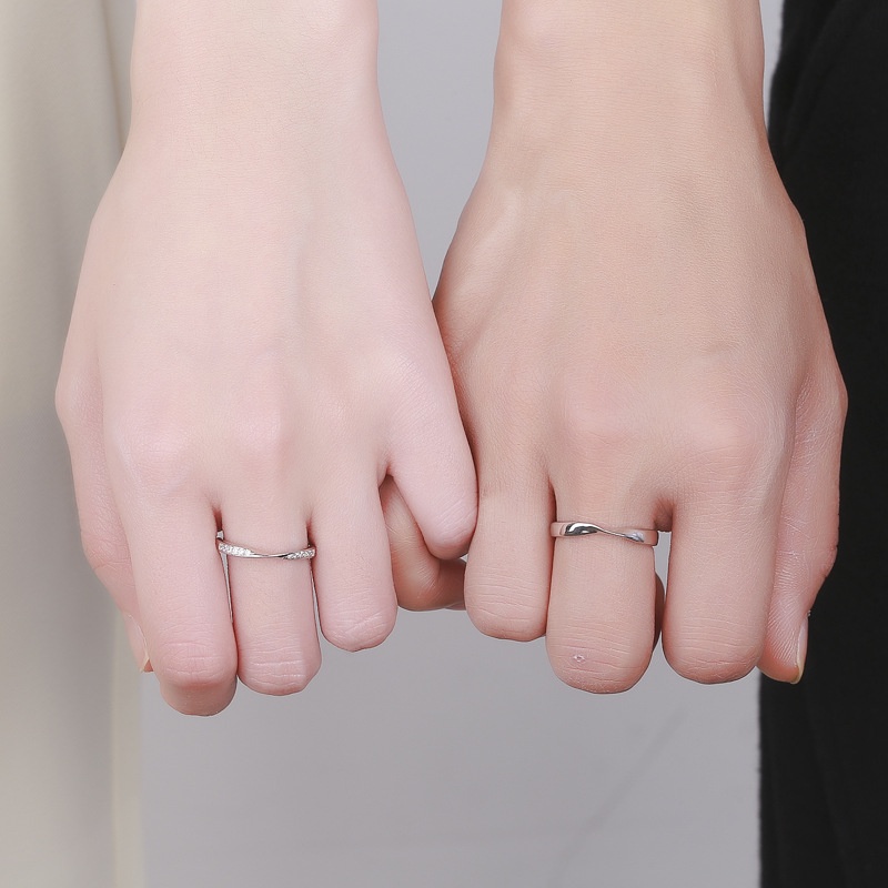 Nhẫn Hở Mạ Bạc 925 Đính Đá Zircon Thời Trang Cho Cặp Đôi