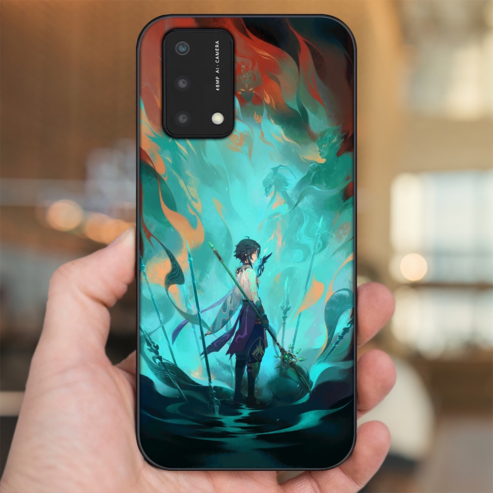 Ốp lưng Oppo A74, A93 5G, A95 viền đen in hình Xiao Genshin Impact