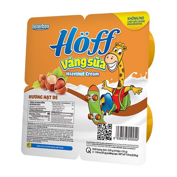 Lốc 4 hộp Váng sữa Hoff vị Vani / Hạt dẻ