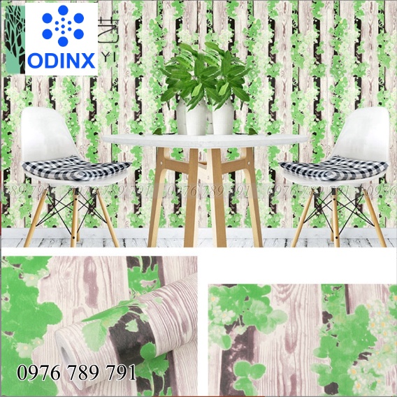 Giấy Dán Tường Giả Gỗ 3D Có Keo Sẵn 10m Decal Dán Tường Phòng Khách Chống Thấm ODINX