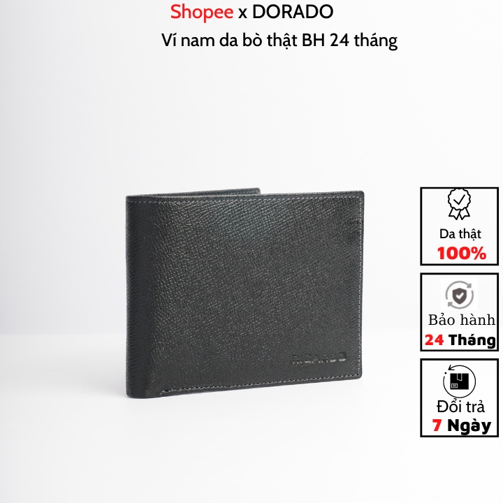 Ví Nam Da Bò Thật Cao Cấp Nhiều Ngăn, Bóp Da Nam Dáng Đứng Vân Saffiano Chống Nước Bảo Hành 12 Tháng V103