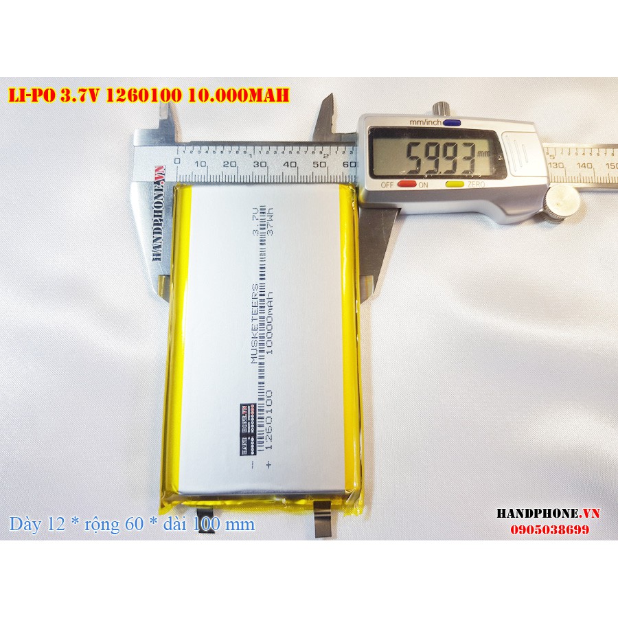 Pin Li-Po 3.7V 1260100 10000mAh (Lithium Polyme)