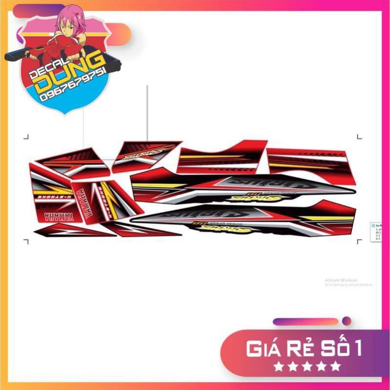 Tem xe Sirius Rice đỏ đen decal