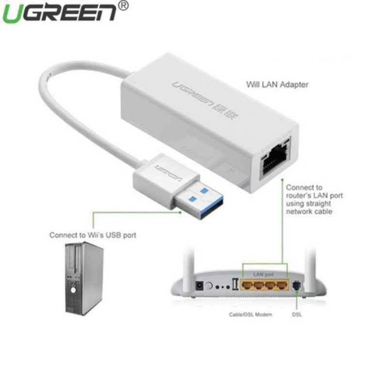 Cáp Chuyển USB 3.0 Sang LAN Gigabit 10/100/1000 Ugreen 20255 - Hàng Chính Hãng