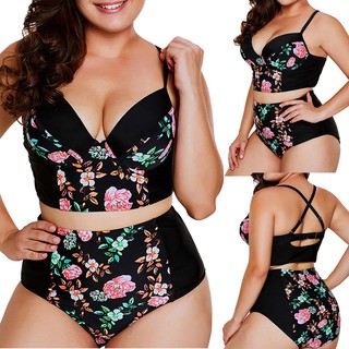 Women Plus Size Sexy Print Bikini Set Brazilian Swimwear Beachwear Swimsuit
