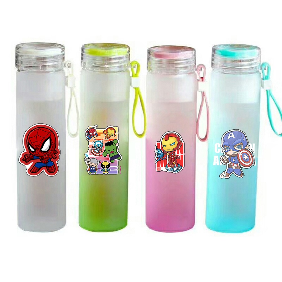 Bình nước siêu anh hùng màu loang BNML38 bình nước hologram thần tượng 500ml
