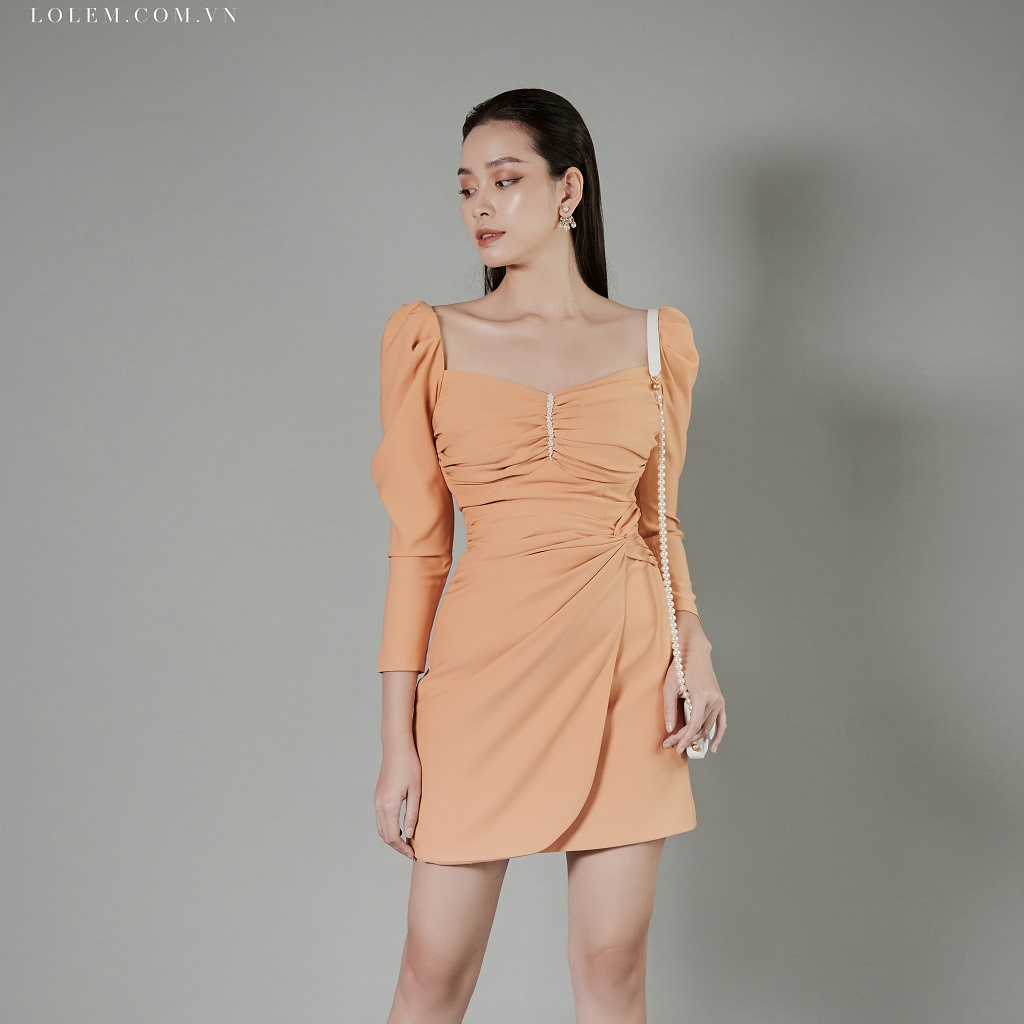 Đầm body sexy LOLEM Clothing cổ vuông, đầm nữ dáng ôm tay lỡ trơn thắt eo xinh phong cách nhẹ nhàng - Do172